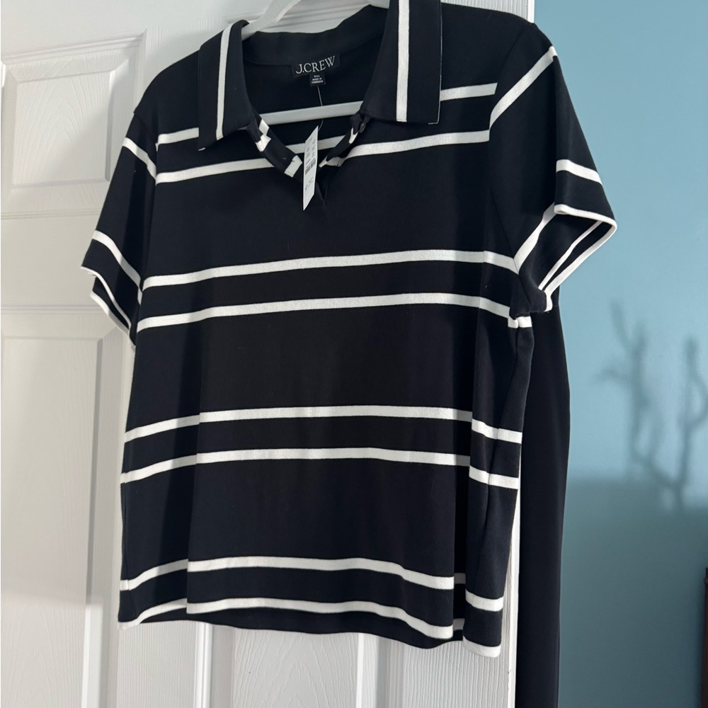 J. Crew Black Short Sleeve Polo Top